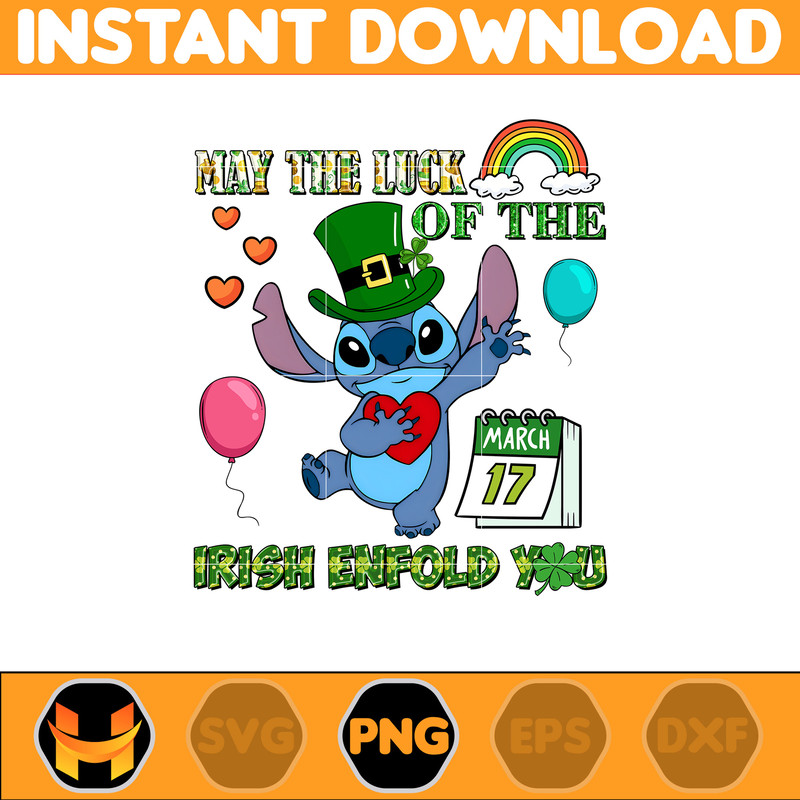 May The Luck Of The Irish Enfold You Png, Stitch Happy Patrick Day Png, First Dis ney Trip Png, Magical Patricks, Lucky Vibes Png.jpg