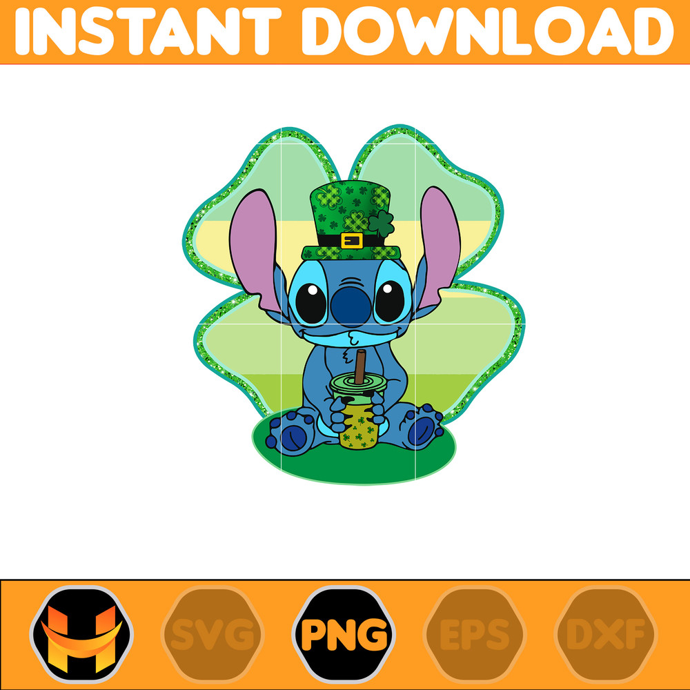 Stitch Clover Glitter Png, Stitch Happy Patrick Day Png, First Dis ney Trip Png, Magical Patricks, Lucky Vibes Png.jpg