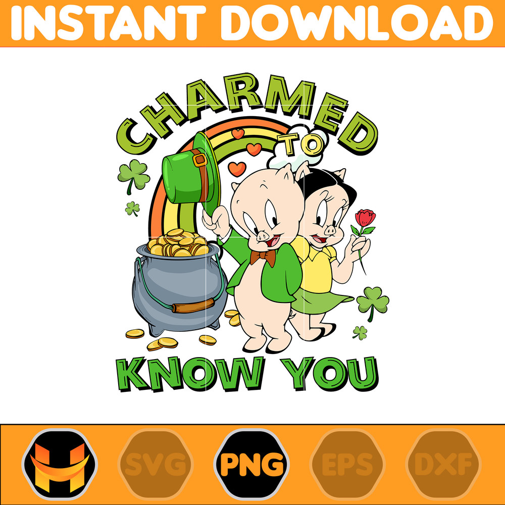 Charmed To Know You Png, Pinch Proof Png, St Patrick's Day Png, Cartoon Characters Png, Pot of Gold, Feeling Lucky Png.jpg