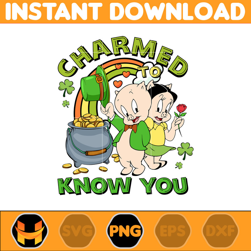 Charmed To Know You Png, Pinch Proof Png, St Patrick's Day Png, Cartoon Characters Png, Pot of Gold, Feeling Lucky Png.jpg