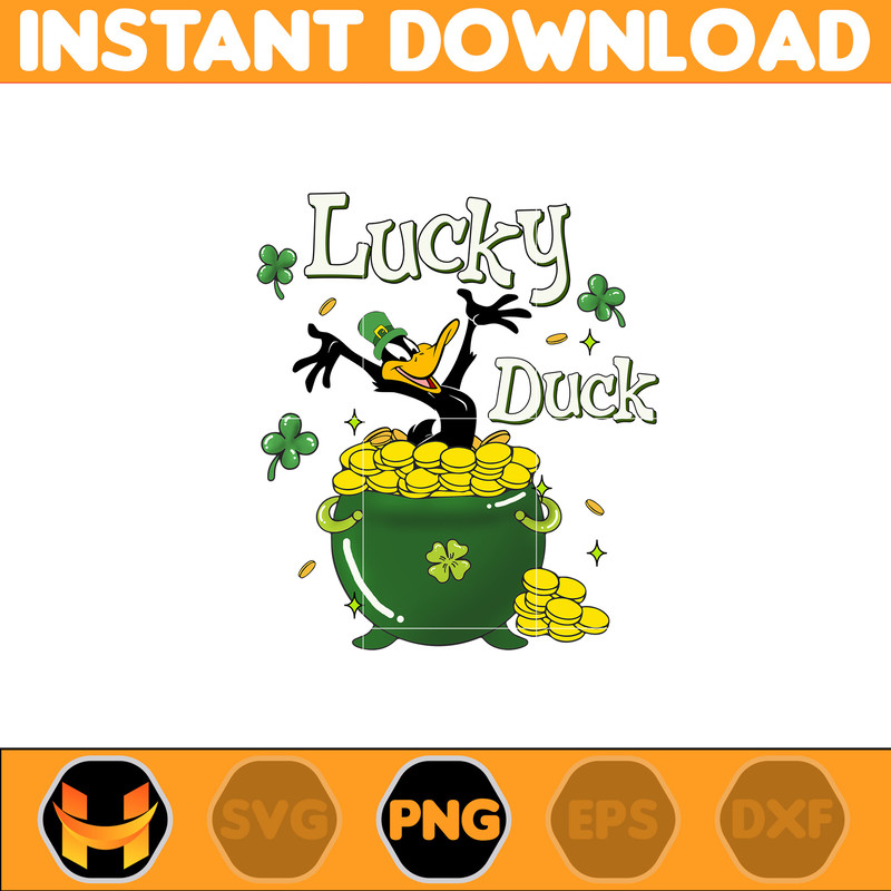 Lucky Duck Png, Pinch Proof Png, St Patrick's Day Png, Cartoon Characters Png, Pot of Gold, Feeling Lucky Png.jpg
