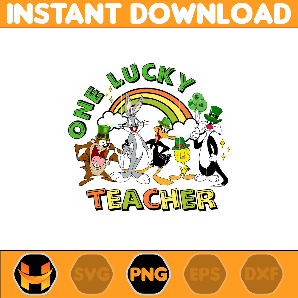 One Lucky Teacher Png, Pinch Proof Png, St Patrick's Day Png, Cartoon Characters Png, Pot of Gold, Feeling Lucky Png.jpg