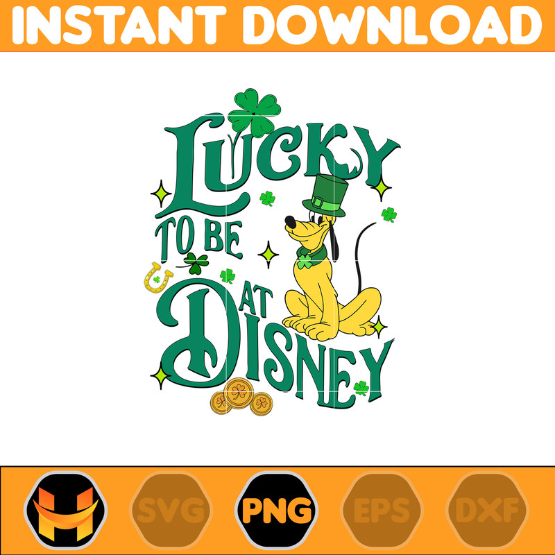Lucky To Be At Disney Pluto Png, Happy St Patrick's Day Png, Cartoon St Patrick's Day, Saint Patrick's Day.jpg