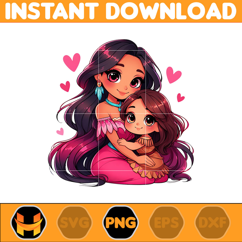 Mom And Daughter Princess Png, Cartoon Mother Png, Mother's Day Png, Gift For Mom Png, Motherhood Png, Mama Design Png (6).jpg
