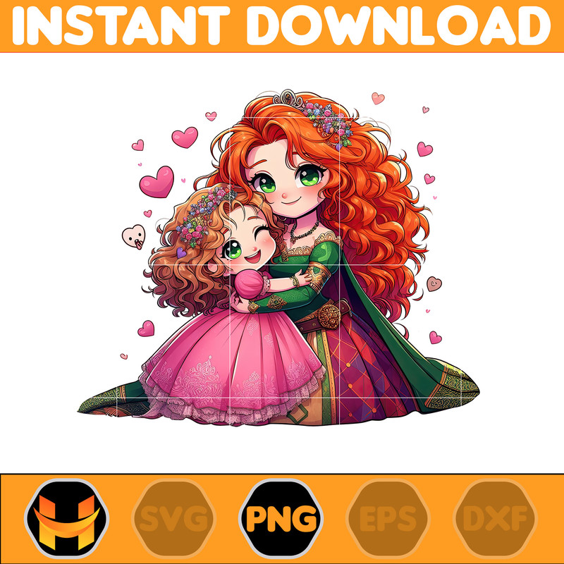 Mom And Daughter Princess Png, Cartoon Mother Png, Mother's Day Png, Gift For Mom Png, Motherhood Png, Mama Design Png (8).jpg