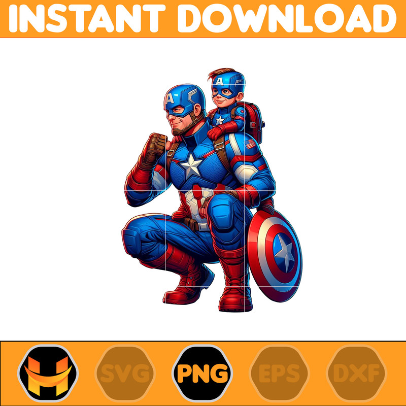 Captain America Dad And Son Png, Super Hero Dad And Son Png, Father's Day 2024 Png, Father's Day Png Sublimation, Clipart, Instant Download (6).jpg