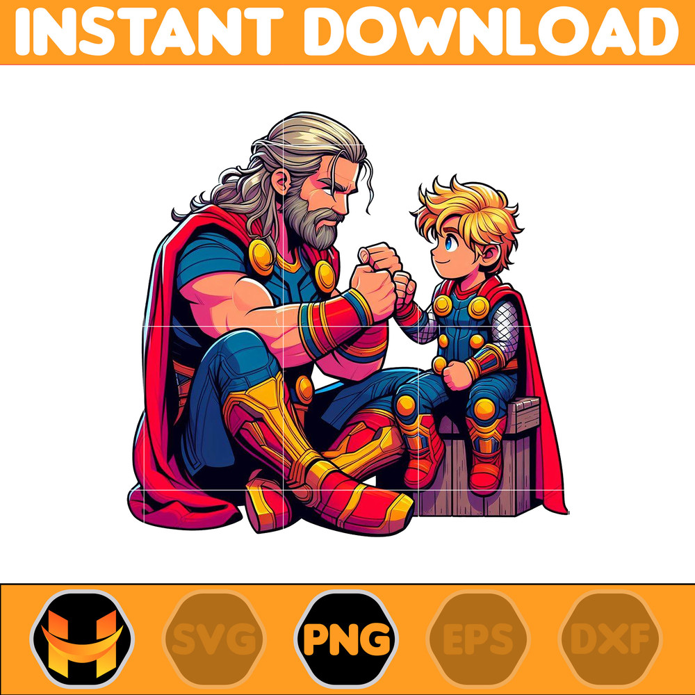 Thor Dad And Son Png, Super Hero Dad And Son Png, Father's Day 2024 Png, Father's Day Png Sublimation, Clipart, Instant Download (1).jpg