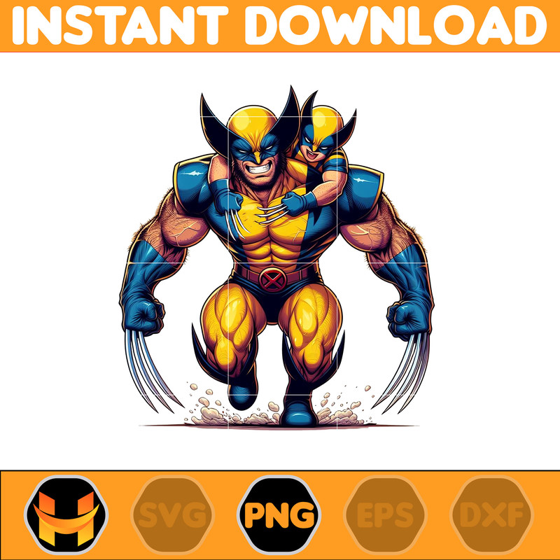 Wolverine Dad And Son Png, Super Hero Dad And Son Png, Father's Day 2024 Png, Father's Day Png Sublimation, Clipart, Instant Download (3).jpg