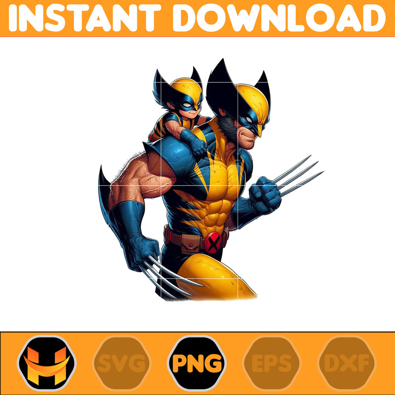 Wolverine Dad And Son Png, Super Hero Dad And Son Png, Father's Day 2024 Png, Father's Day Png Sublimation, Clipart, Instant Download (4).jpg