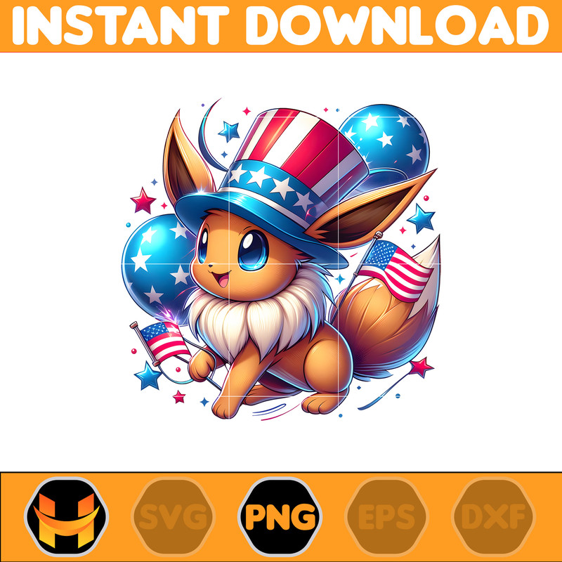 Cartoon Eevee America Png, Funny Cartoon Fourth Of July Png, Cartoon Independence Day Png, 4th Of July Png, 4th of July Sublimation, America Png.jpg
