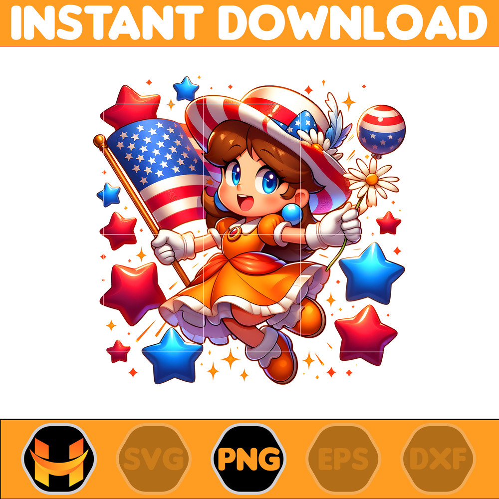 Daisy America Png, Funny Cartoon Fourth Of July Png, Cartoon Independence Day Png, 4th Of July Png, 4th of July Sublimation, America Png.jpg