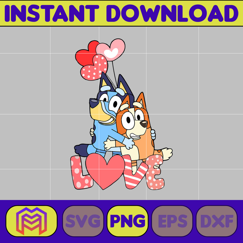 Bluey And Bingo Couple Png, Bluey Valentines Day Png, Blue Dogs Valentine'S Day, Happy Valentine'S Day Png (2).jpg