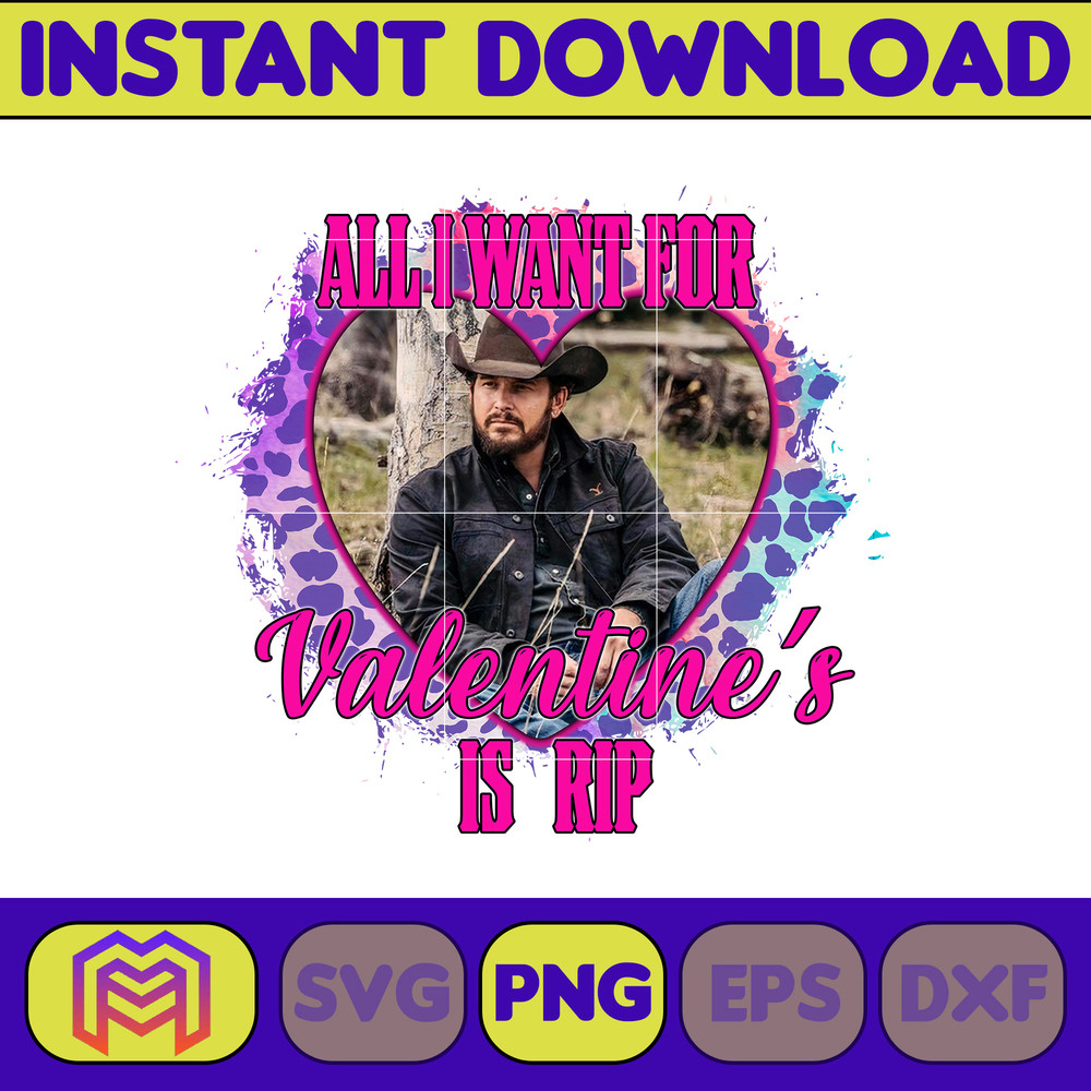 Yellowstone Valentines Sublimation Design, Western Valentine Png, Valentine's Day Png, Instant Dowload (6).jpg