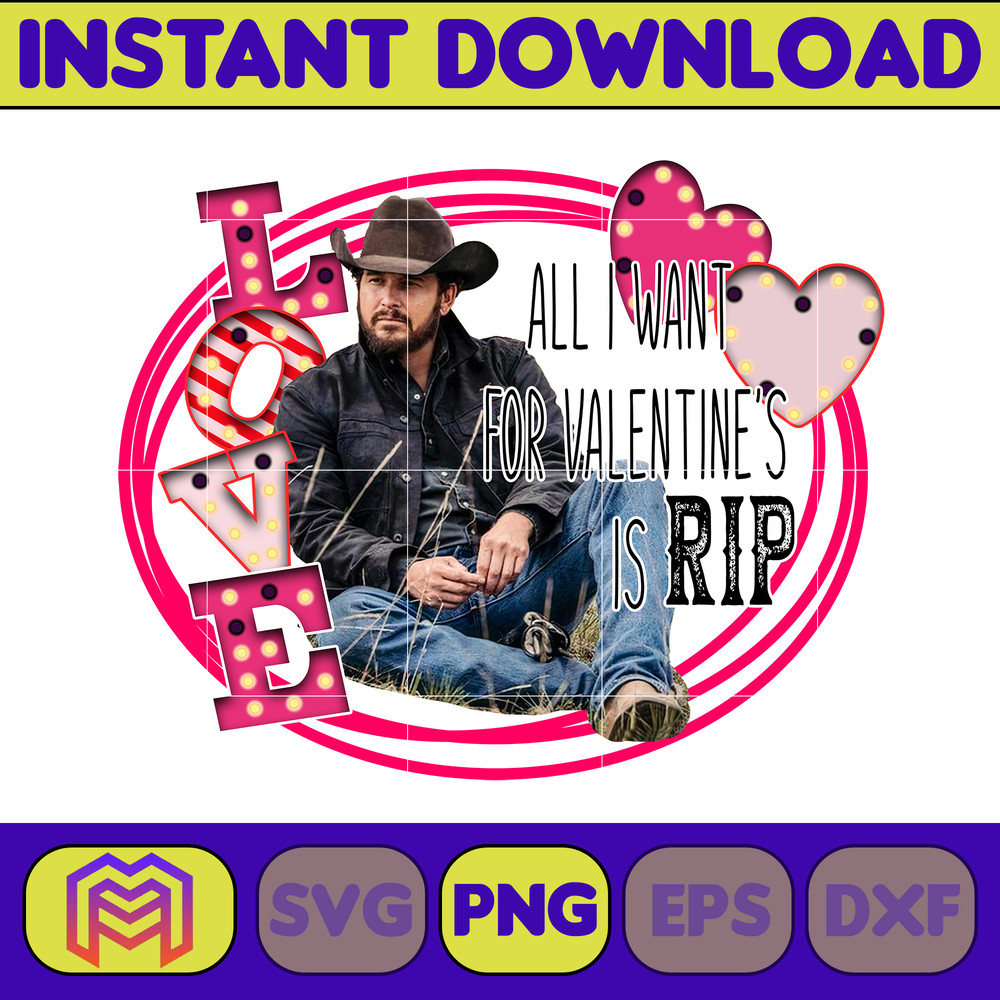 Yellowstone Valentines Sublimation Design, Western Valentine Png, Valentine's Day Png, Instant Dowload (7).jpg