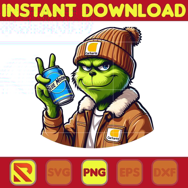 Dad Grinch Drinking Beer Digital File, Sublimation Grinch Files, Grinch Drinking Beer Png (10).jpg