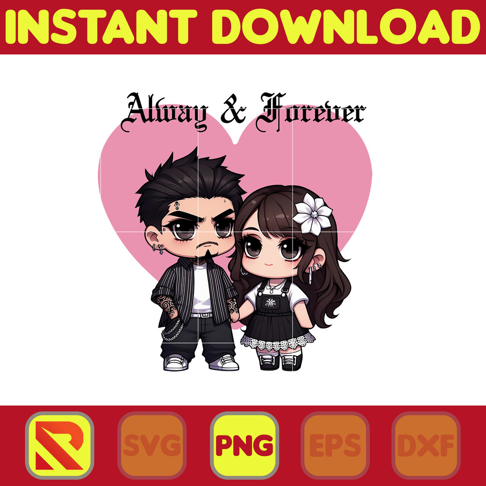 Chicano Always and Forever Couple Png, Valentines Day Png, Spanish Couple Valentine Design, Old School Cholo Couple (8).jpg