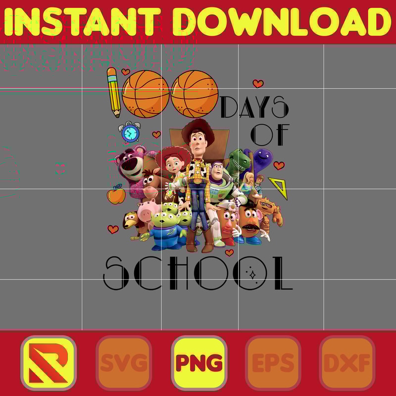 Big 100 Days Of School Png, Mouse and Friend, 100th Day of School Png, Back To School, Toy 100 Days Pop, Woody Png (35).jpg