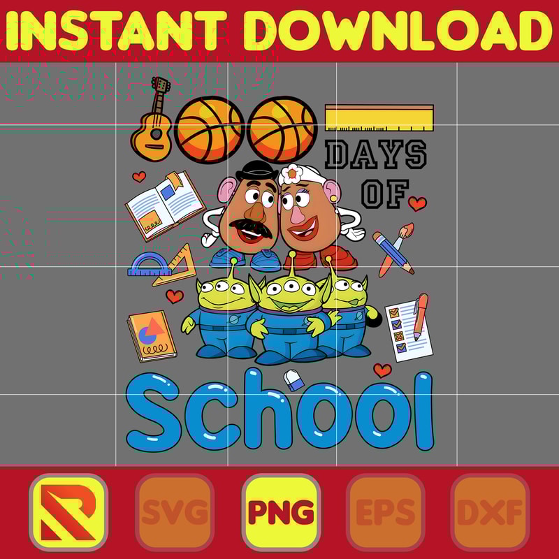 Big 100 Days Of School Png, Mouse and Friend, 100th Day of School Png, Back To School, Toy 100 Days Pop, Woody Png (36).jpg