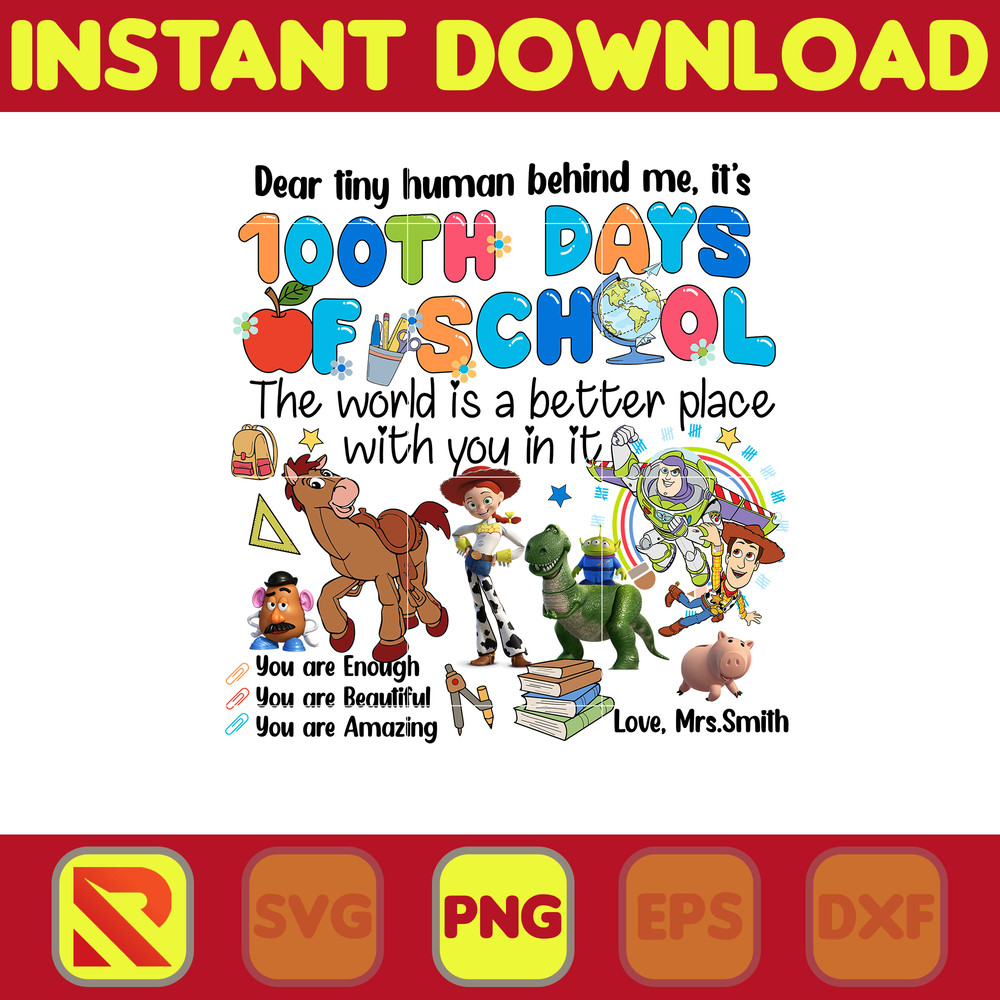 Big 100 Days Of School Png, Mouse and Friend, 100th Day of School Png, Back To School, Toy 100 Days Pop, Woody Png (83).jpg
