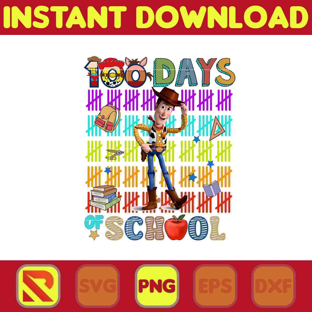 Big 100 Days Of School Png, Mouse and Friend, 100th Day of School Png, Back To School, Toy 100 Days Pop, Woody Png (155).jpg