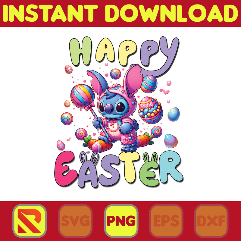 Happy Easter Stitch Png, Pink Cartoon Stitch Png, Cartoon Easter Png, Happy Easter Day Png, Funny Easter Png, Instant Download (3).jpg