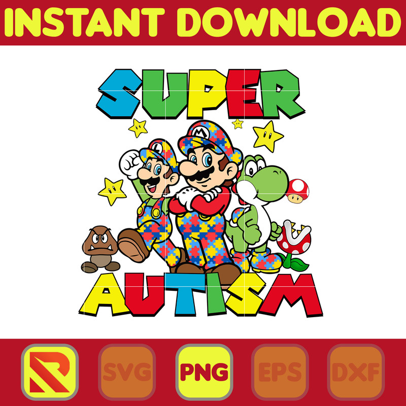 Mario Super Autism Png, Autism Awareness Png, Super Hero Autism Png, Instant Download.jpg