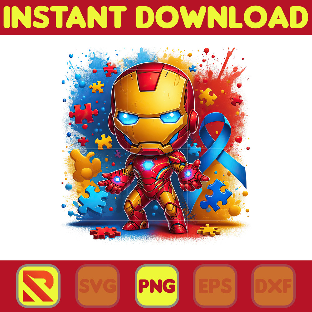 Autism Iron Man Superhero Png, Autism Awareness Png, Awareness Png, Be Kind Png, Puzzle Png, Autism Kid Png, Instant Download.jpg