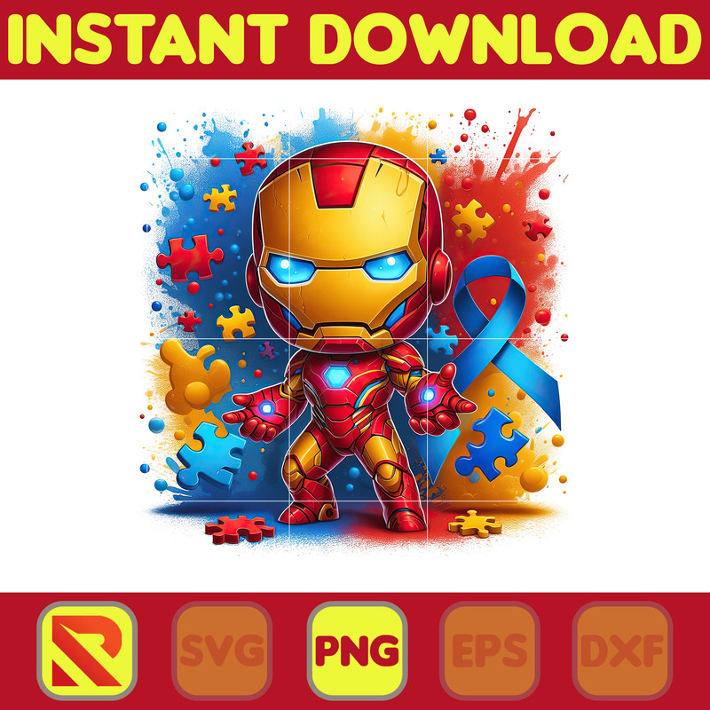 Autism Iron Man Superhero Png, Autism Awareness Png, Awareness Png, Be Kind Png, Puzzle Png, Autism Kid Png, Instant Download.jpg