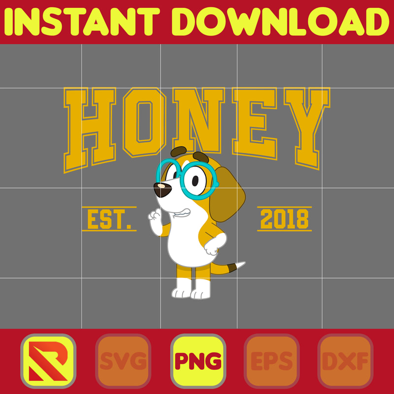 Honey Est 2018 Png, Designs Blue Dog Png, Blue Dog Birthday Png Sublimation, Blue Dog Family Png, Clipart Sublimation.jpg