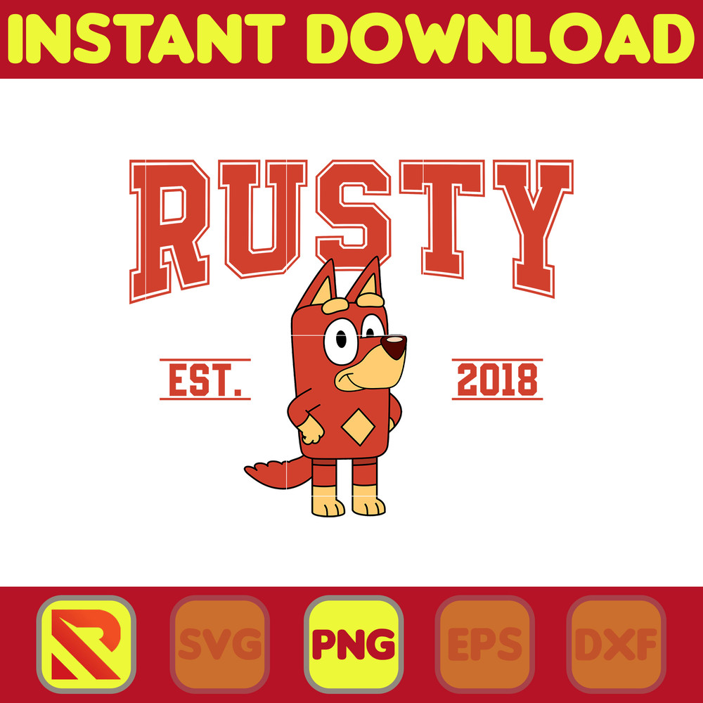 Rusty Est 2018 Png, Designs Blue Dog Png, Blue Dog Birthday Png Sublimation, Blue Dog Family Png, Clipart Sublimation.jpg