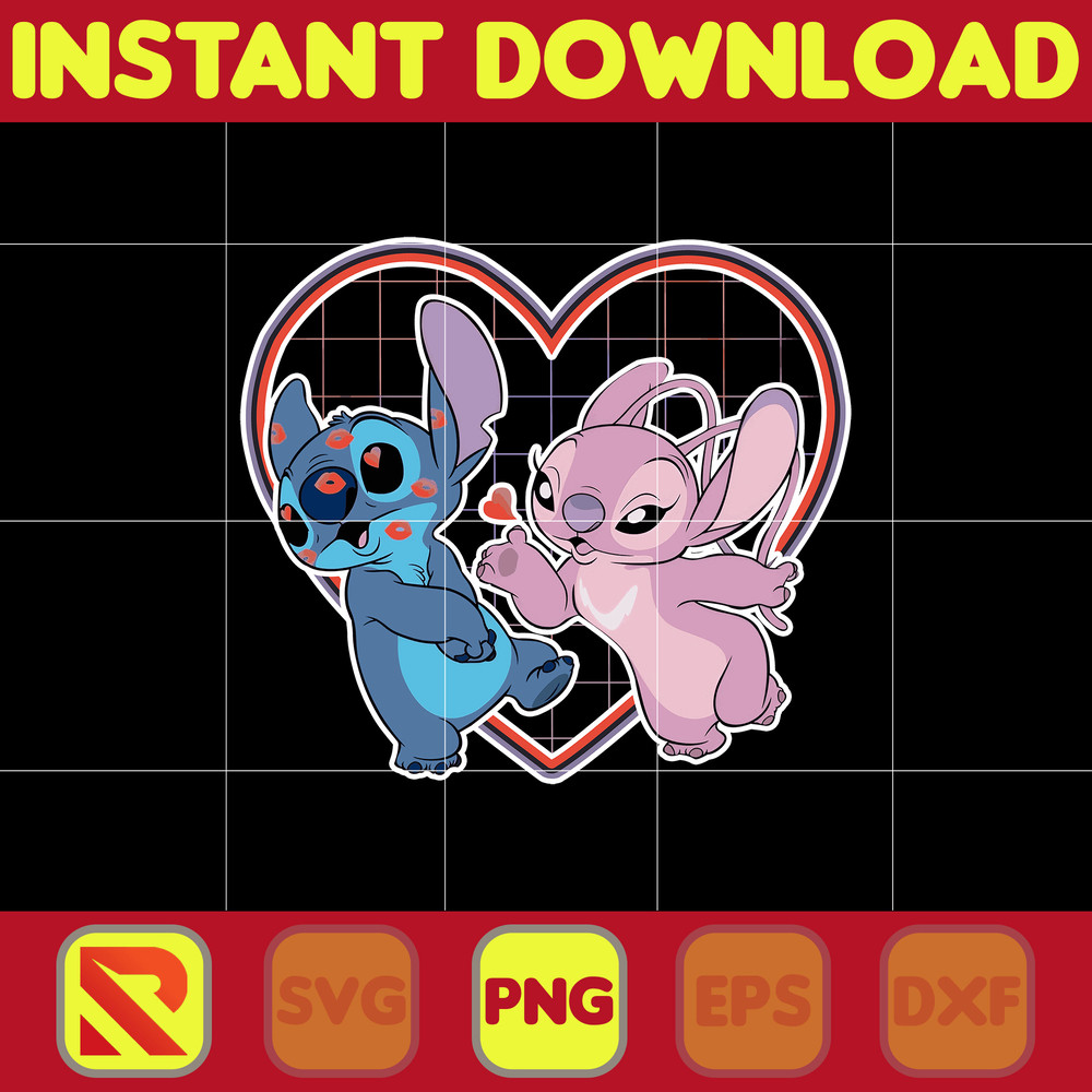 Disney Lilo and Stitch Angel Heart Kisses Png, Stitch Png, Stitch Clipart Png Sublimation, Cartoon Png Clipart.jpg