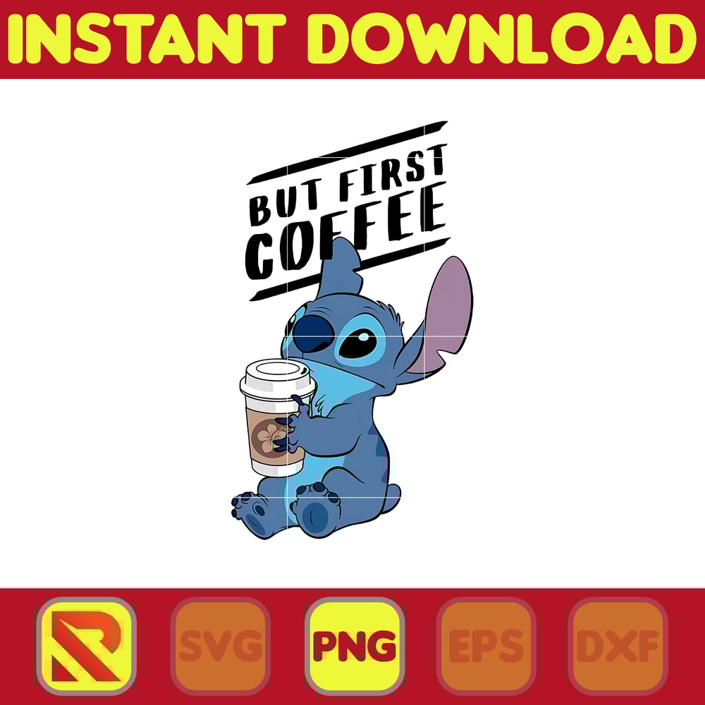 Disney Lilo and Stitch Coffee First Adult Png, Stitch Png, Stitch Clipart Png Sublimation, Cartoon Png Clipart.jpg