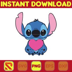 stich heart hugging tiktok stitch png, stitch clipart png sublimation, cartoon png clipart sublimation
