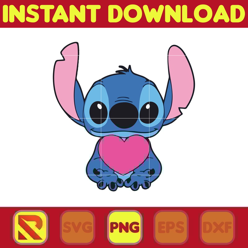 Stich Heart Hugging Tiktok Stitch Png, Stitch Clipart Png Sublimation, Cartoon Png Clipart Sublimation.jpg