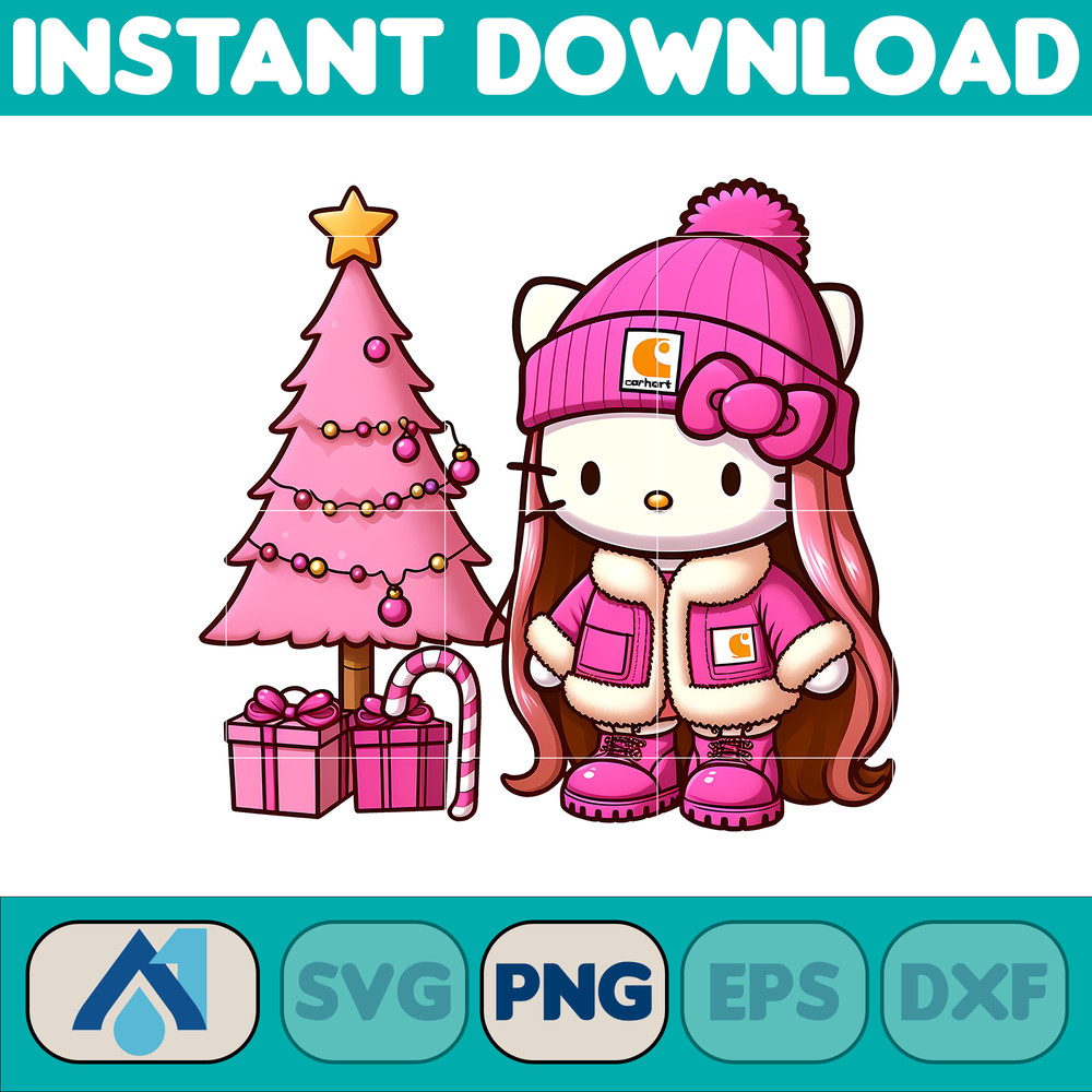 Hello Pink Kitty PNG, Hello Christmas Kitty PNG, Pink Christmas Tree, Pink Candy Cane, Pink Santa Hat, Pink Decor (10).jpg