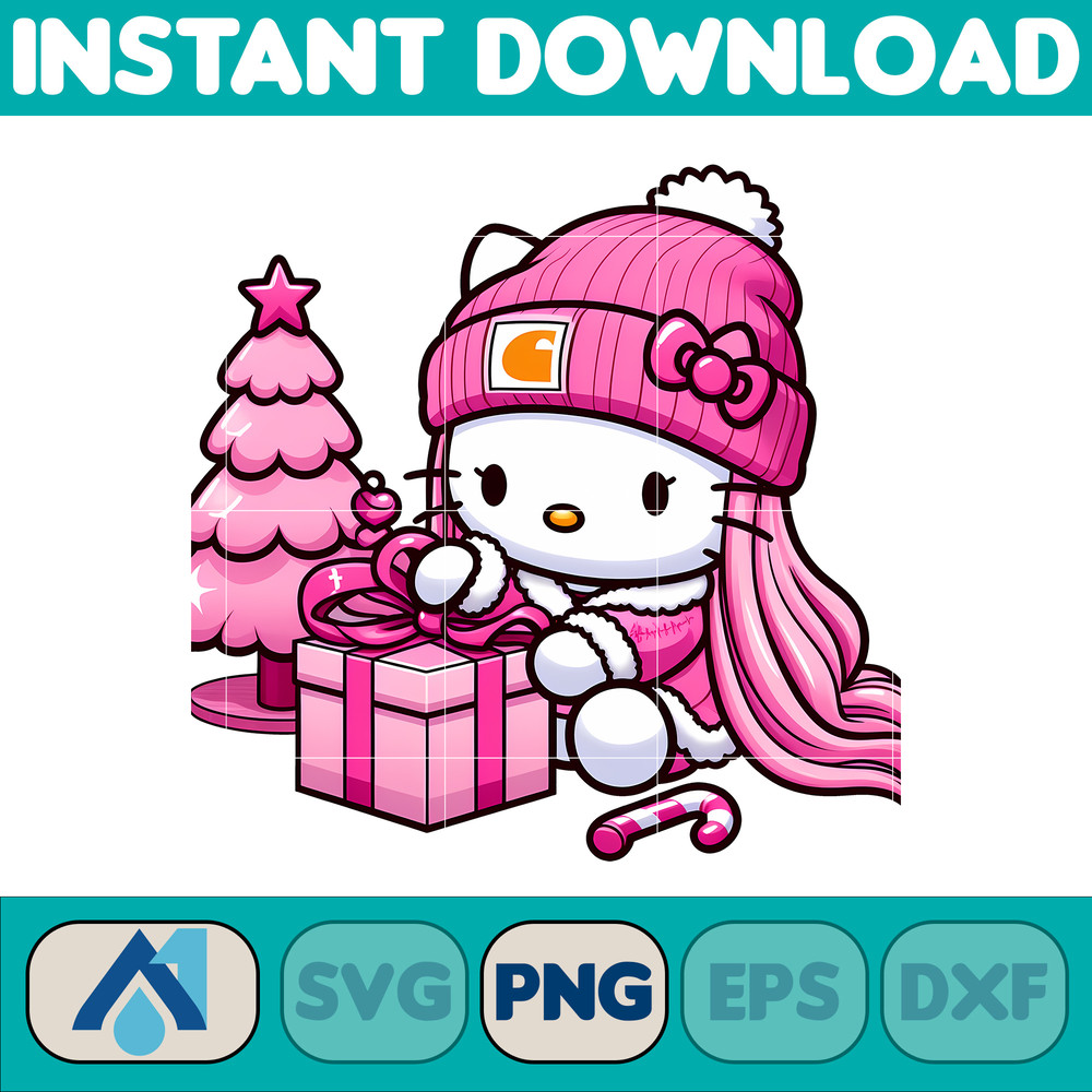Hello Pink Kitty PNG, Hello Christmas Kitty PNG, Pink Christmas Tree, Pink Candy Cane, Pink Santa Hat, Pink Decor (15).jpg