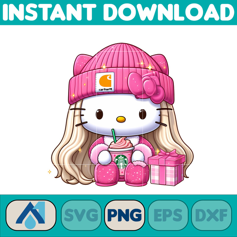 Hello Pink Kitty PNG, Hello Christmas Kitty PNG, Pink Christmas Tree, Pink Candy Cane, Pink Santa Hat, Pink Decor (24).jpg