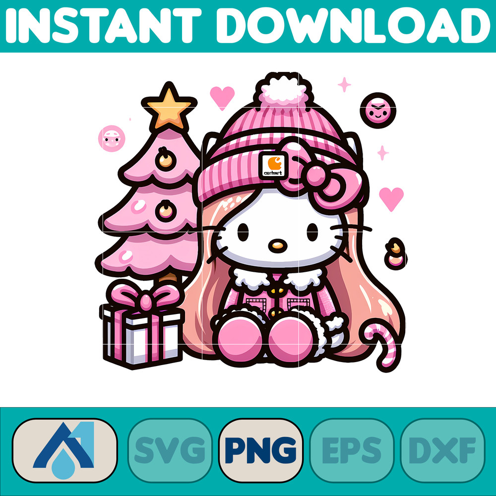 Hello Pink Kitty PNG, Hello Christmas Kitty PNG, Pink Christmas Tree, Pink Candy Cane, Pink Santa Hat, Pink Decor (27).jpg