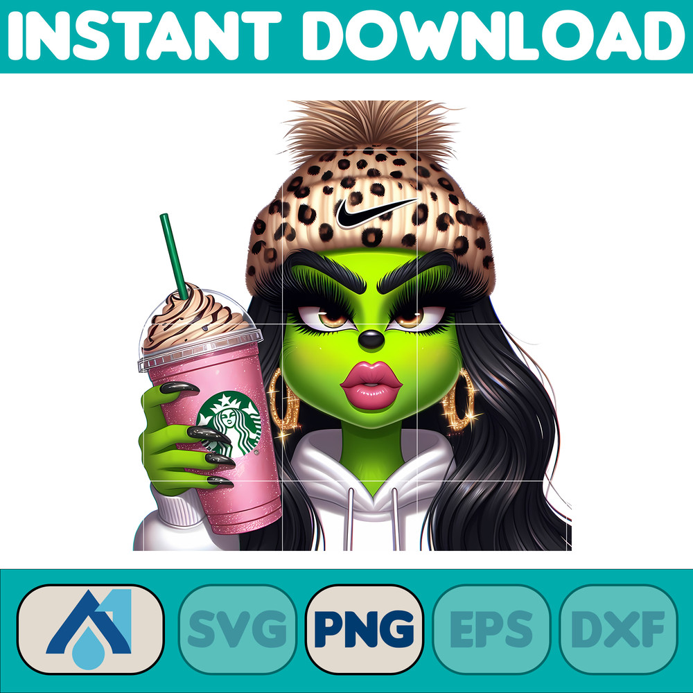Fashion Bougie Grinch Girl Png, Bougie Grinch Digital File, Anime Grinch Png, Grinch Girl Nike Outfit File (1).jpg