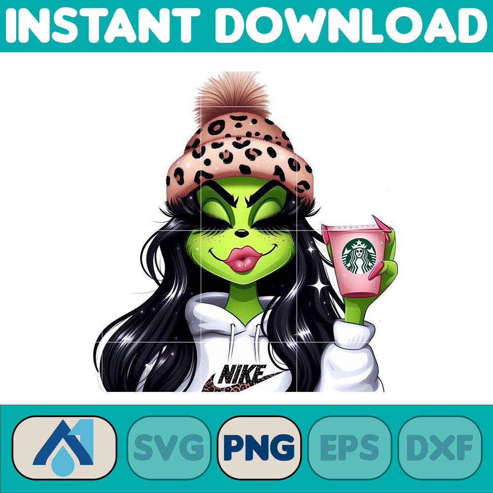 Fashion Bougie Grinch Girl Png, Bougie Grinch Digital File, Anime Grinch Png, Grinch Girl Nike Outfit File (10).jpg