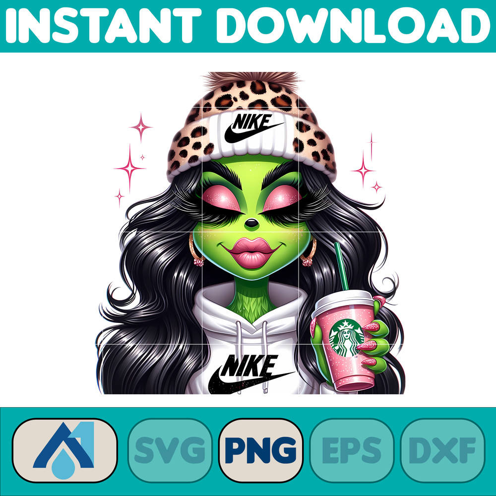 Fashion Bougie Grinch Girl Png, Bougie Grinch Digital File, Anime Grinch Png, Grinch Girl Nike Outfit File (13).jpg