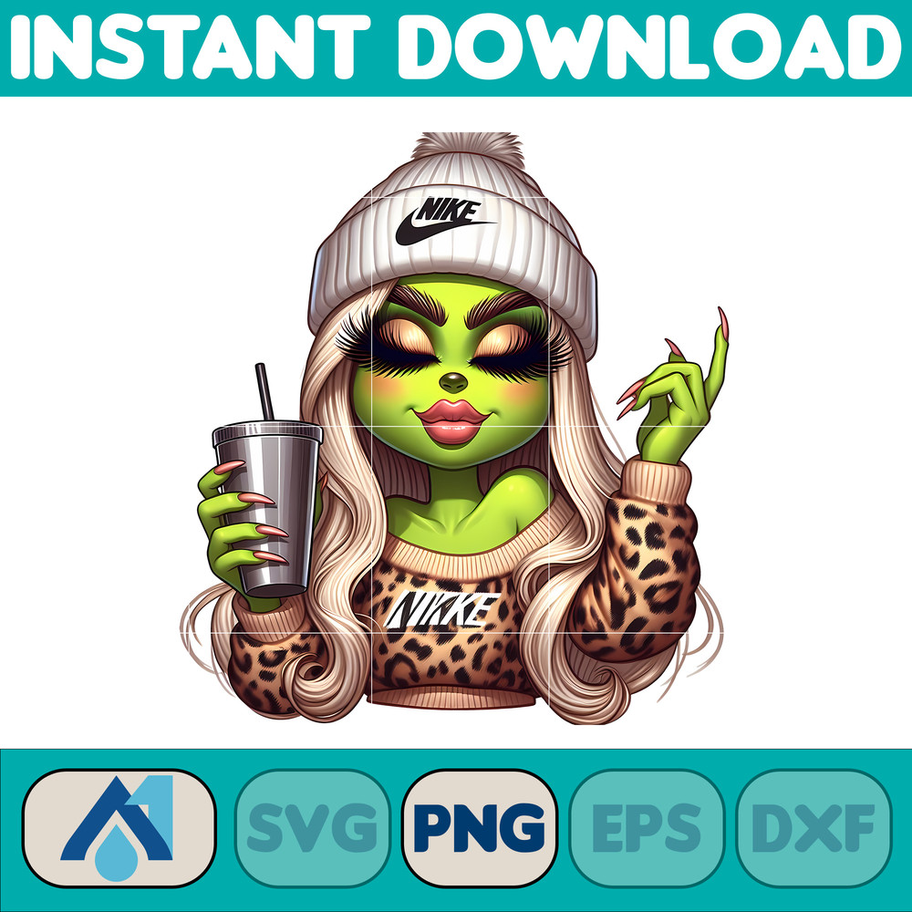 Nike Grinch Leopard Sexy Png, Christmas Green Mean Girl, Logo Png, Cheetah, Starbuk Coffee Frappe Cup Png (10).jpg
