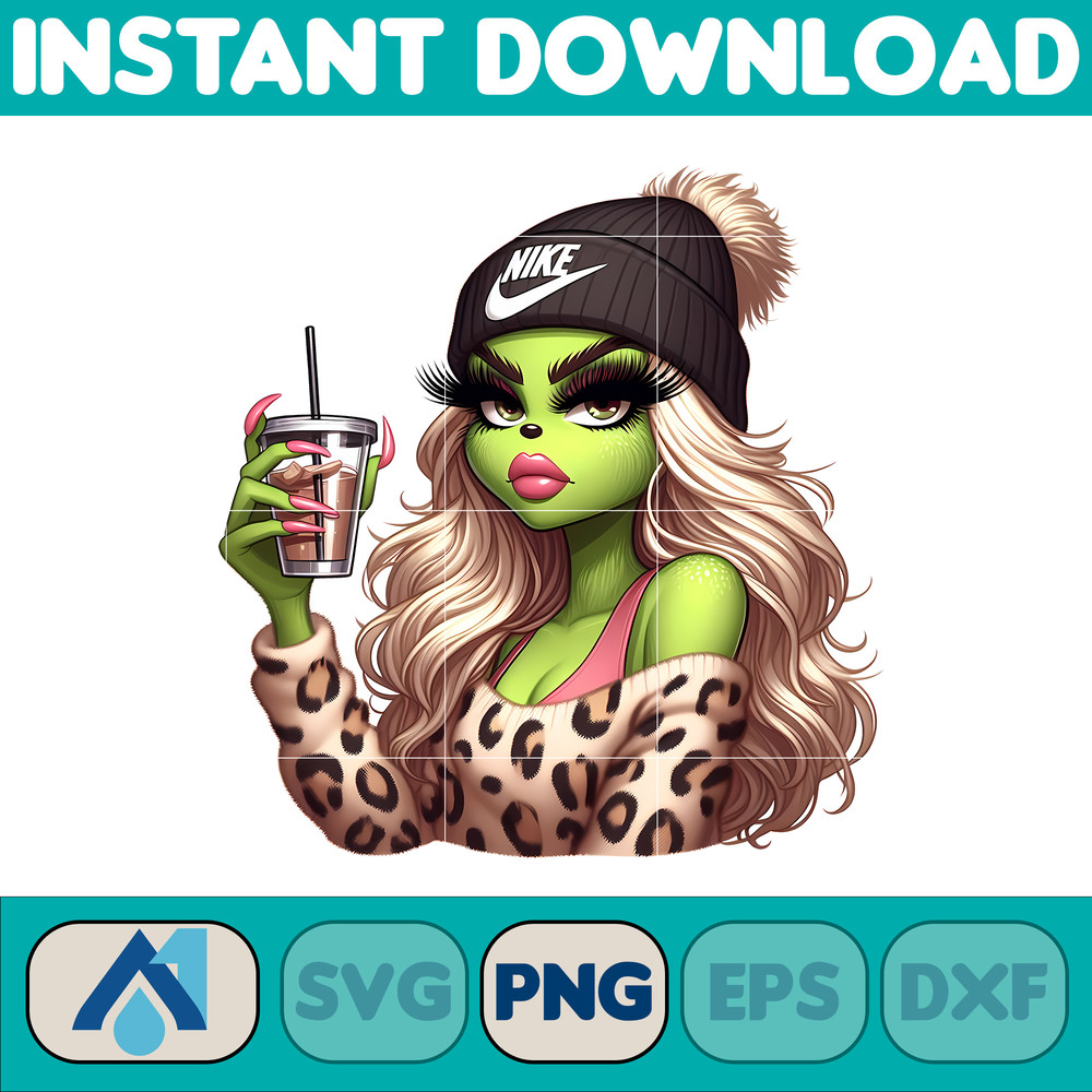 Nike Grinch Leopard Sexy Png, Christmas Green Mean Girl, Logo Png, Cheetah, Starbuk Coffee Frappe Cup Png (11).jpg