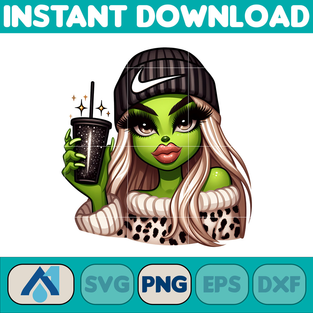 Nike Grinch Leopard Sexy Png, Christmas Green Mean Girl, Logo Png, Cheetah, Starbuk Coffee Frappe Cup Png (14).jpg