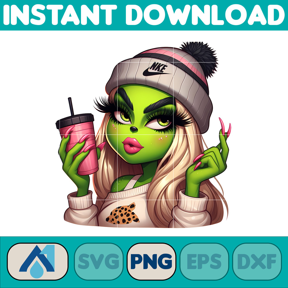 Nike Grinch Leopard Sexy Png, Christmas Green Mean Girl, Logo Png, Cheetah, Starbuk Coffee Frappe Cup Png (15).jpg
