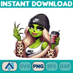 nike grinch leopard sexy png, christmas green mean girl, logo png, cheetah, starbuk coffee frappe cup png (2)