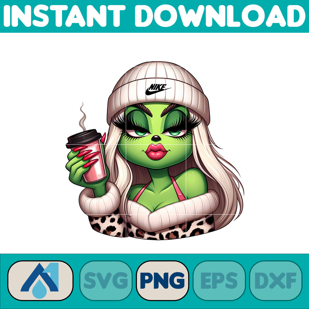 Nike Grinch Leopard Sexy Png, Christmas Green Mean Girl, Logo Png, Cheetah, Starbuk Coffee Frappe Cup Png (3).jpg