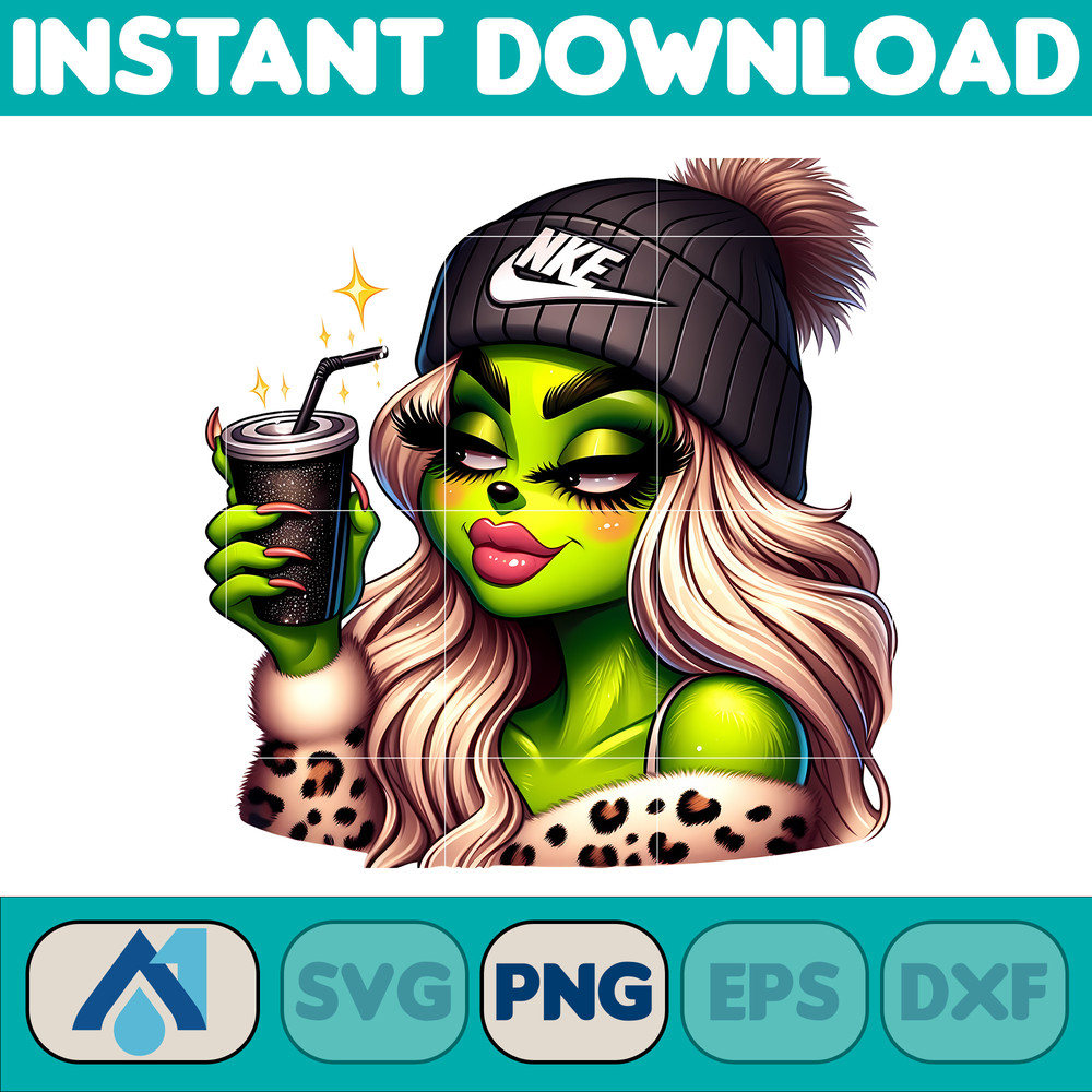 Nike Grinch Leopard Sexy Png, Christmas Green Mean Girl, Logo Png, Cheetah, Starbuk Coffee Frappe Cup Png (6).jpg