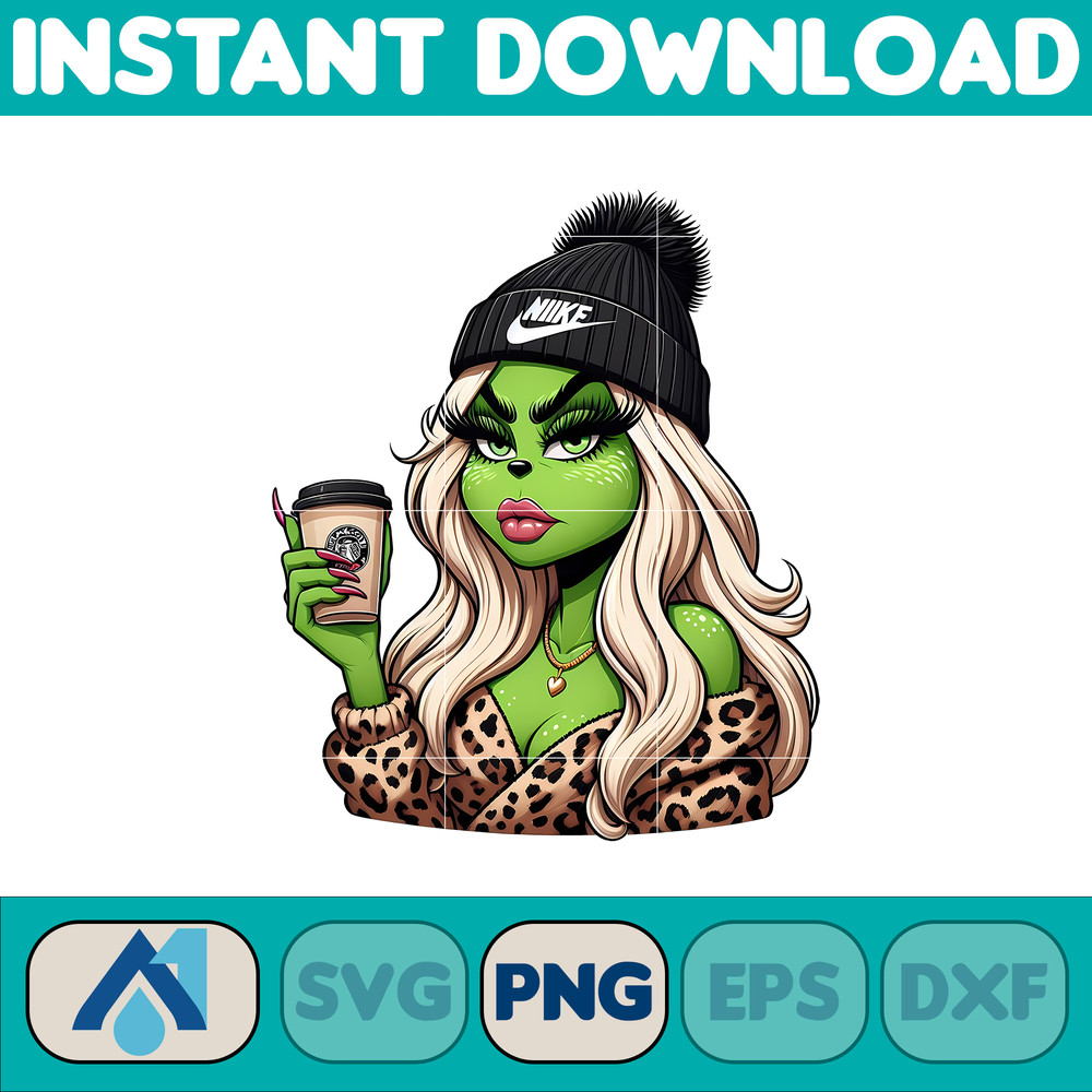 Nike Grinch Leopard Sexy Png, Christmas Green Mean Girl, Logo Png, Cheetah, Starbuk Coffee Frappe Cup Png (8).jpg