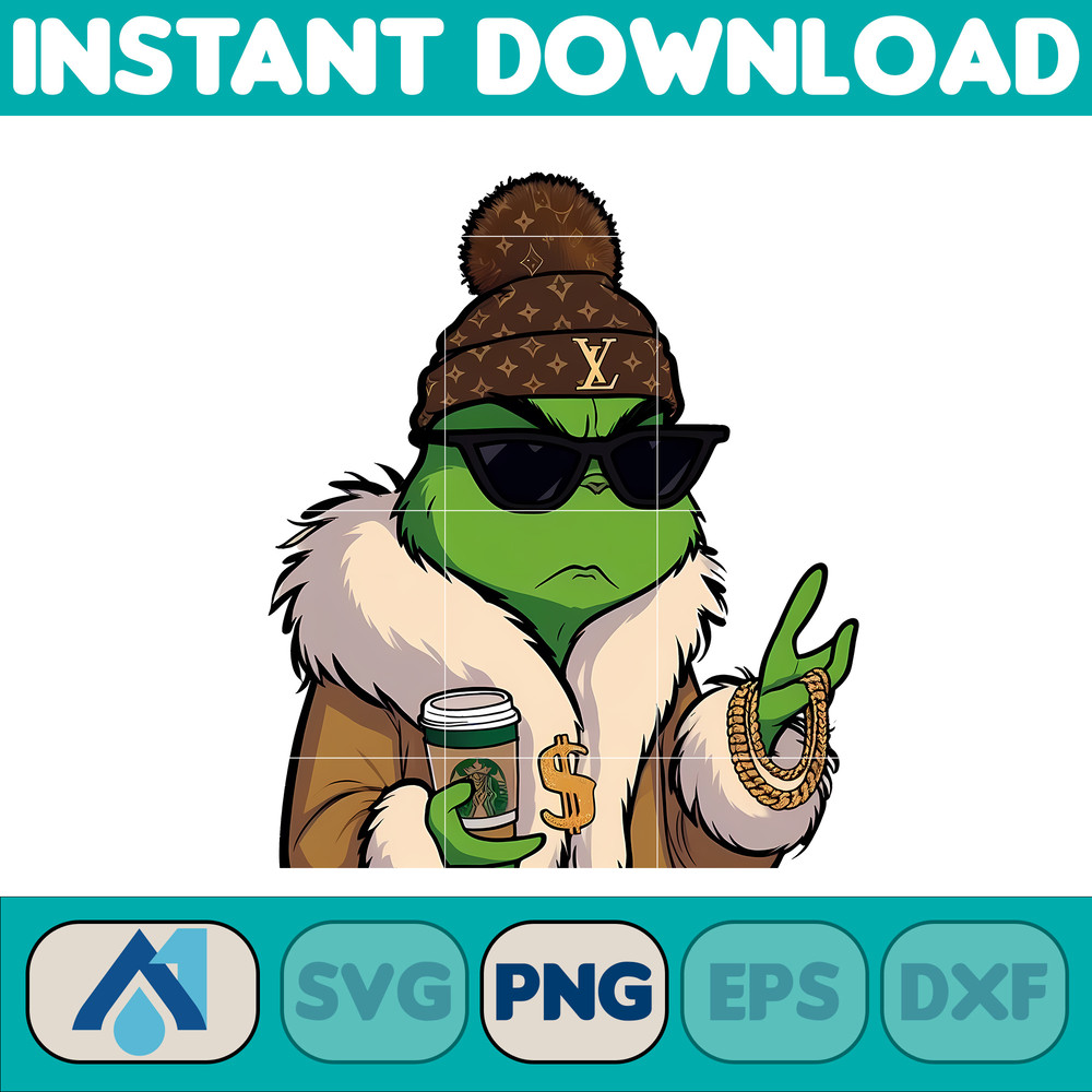LV Grinch Png, Christmas Green Mean Girl, Logo Svg, Cheetah, Starbuk Coffee Frappe Cup, PNG (2).jpg